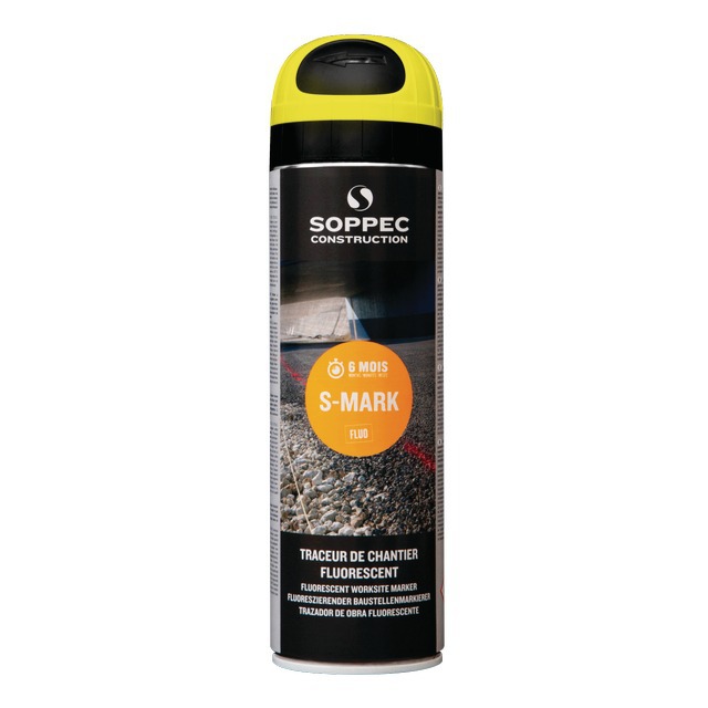 Traceur de Chantier Jaune Fluorescent 500ML référence fournisseur 21312412